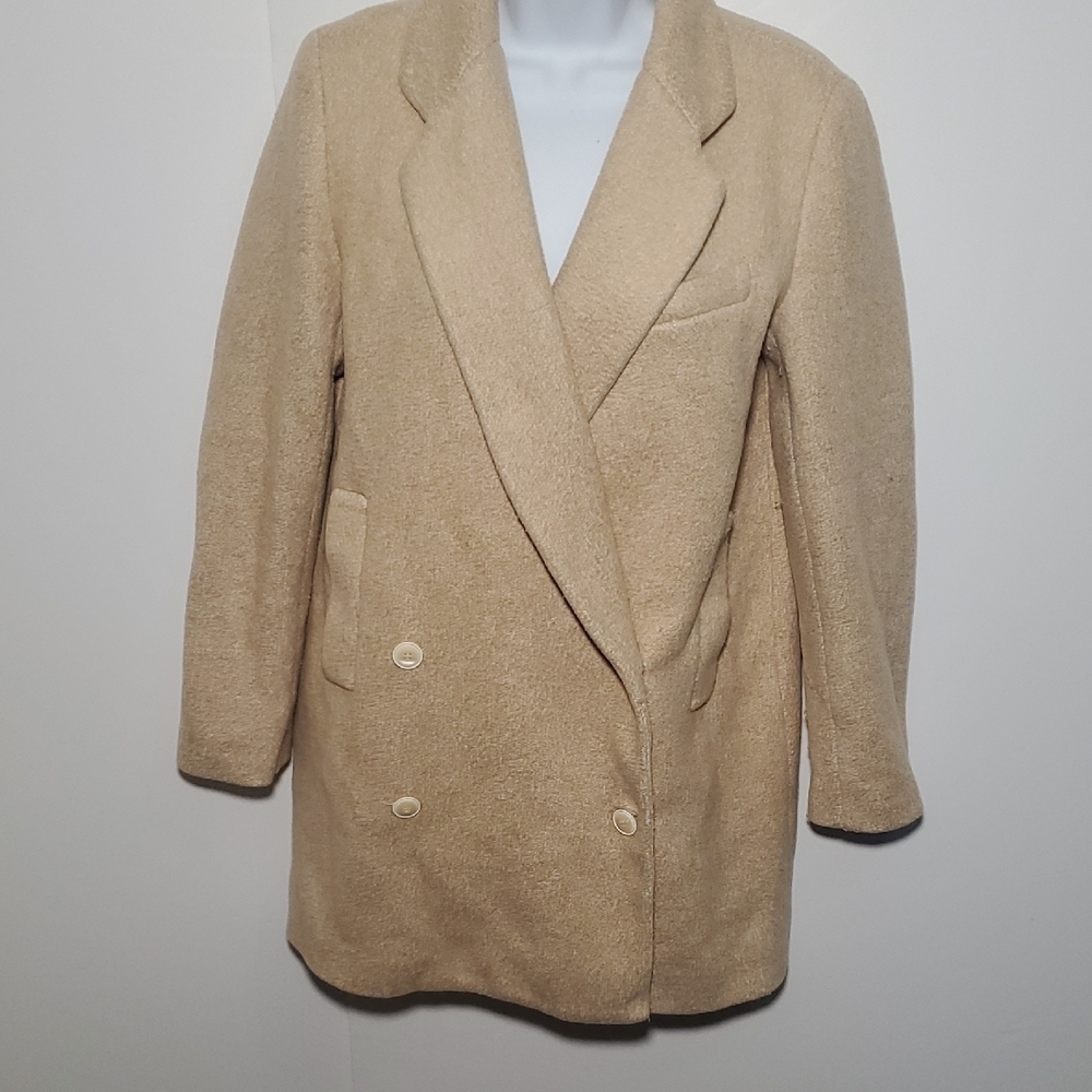 Zara Cotton Blend Double-Breasted Tan Trench Coat Size XS